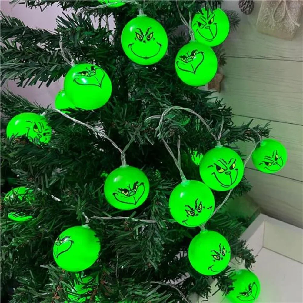 30 LED 16Ft Grinch Christmas Lights, Battery Operated,8 Modes for Indoor/Outdoor